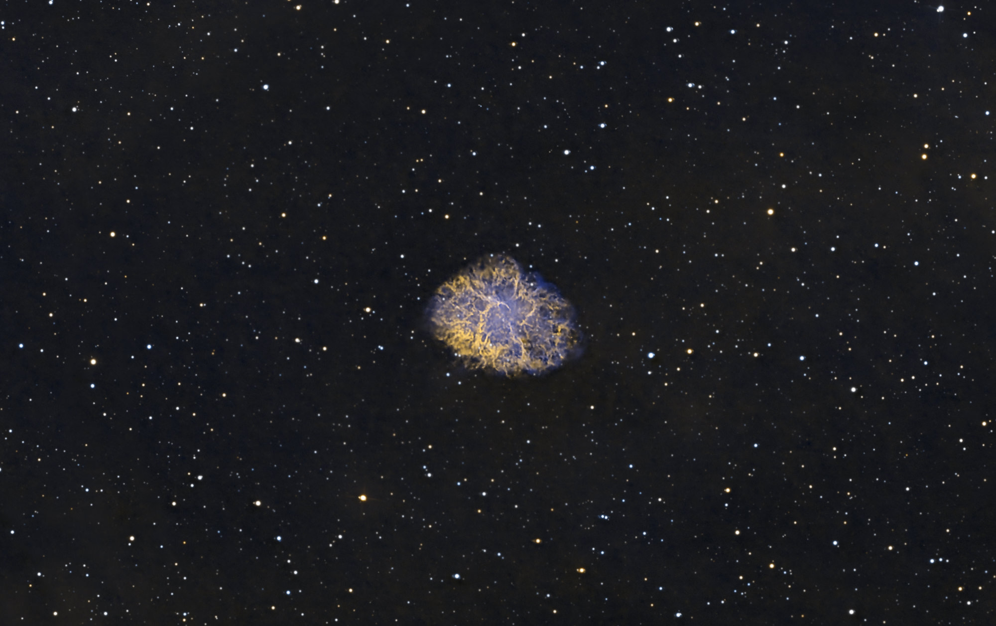 The Crab Nebula M1 in the constellation Taurus is the remnant of the supernova observed in 1054. It is located in the Perseus Arm of the Milky Way and is about 6,200 light-years from Earth.